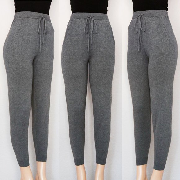 NEW Comune Glendwood Zip Pockets High Waist Soft Knit Jogger Pants Charcoal $84 - Picture 5 of 13